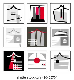 Abstract Constructive asian  design elements.  To see similar, please VISIT MY GALLERY.