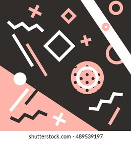 Abstract constructivism and cubism pattern. Hipster pattern. Trendy pastel cute background.