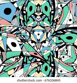 Abstract Constructivism Surreal Art Psychedelic Trippy Seamless Texture Vector Design Illustration
