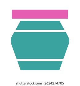 Abstract container illustration with teal body and pink cap for various use