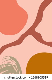 Abstract contemporary aesthetic background with geometric balance shapes. terracotta color. Boho wall decor. Mid-century modern minimalist print art.