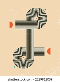 Resumen de fondo estético contemporáneo con formas de balance geométrico, arcoiris y sol. La decoración de las paredes de Boho. Impresión moderna de arte minimalista de mediados de siglo. Forma orgánica.