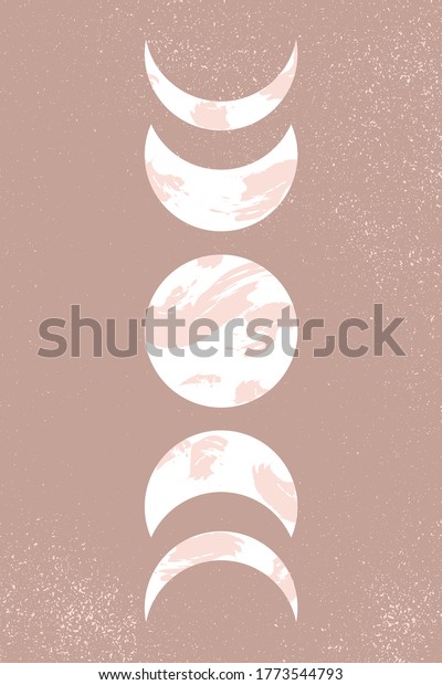 Abstract Contemporary Aesthetic Background Moon Phases Stock Vector ...