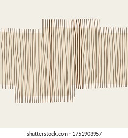 Abstract contemporary aesthetic background with uneven hand drawn lines. Vector wall art in scandinavian minimalistic style of earth tone.