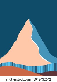 Abstract contemporary aesthetic landscape, bohemian modern background, minimalist wall decor for posters, banners, layouts. Vector illustration.
