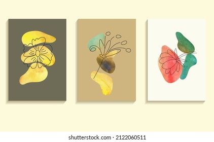 abstract contemporary aesthetic vector background set with organic floral elements 