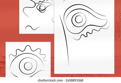 Arte contemporáneo abstracto, cara de línea continua, simple logo de belleza minimalista. Las obras de arte modernas se burlan de la sombra. Borde dibujado a mano. Colores naturales formas orgánicas.