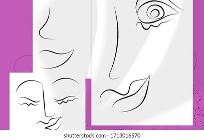 Abstrakte zeitgenössische Kunst, durchgängige Liniensicht, einfaches minimalistisches Beauty-Logo. Moderne Kunstwerke mit Schattenüberlagerungen. Vektorillustration Skizze, handgezeichnet Hintergrund. Natürliche Farben organische Formen.