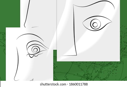 Resumen de arte contemporáneo, contínua cara de línea, simple logo de belleza minimalista. Las obras de arte modernas se burlan de la sombra. Esbozo vectorial de fondo dibujado a mano. Colores naturales formas orgánicas.