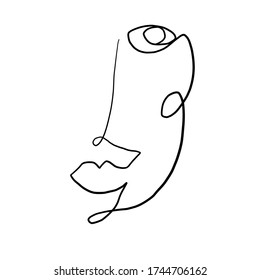 Abstract contemporary art. Cubism linear face. Simple minimal beauty logo. Continuous line drawing. Vintage trendy design for poster, flyer, print, card. t-shirt. 