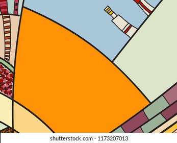 Abstract contemporary art with doodles. Vector colorful pattern for poster, postcard, backdrop. Illustration with vivid abstract composition template. Psychedelic doodle graphic with lines, circles.