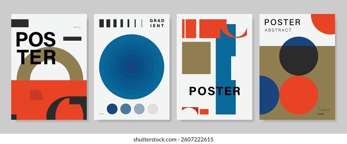 Abstract Contemporary art poster background. Retro Geometric cover template with vintage colorful perspective geometric prism shape. Ideal design for background, social media, banner, ads.