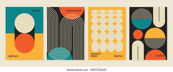Abstract Contemporary art poster background. Retro Geometric cover template with vintage colorful perspective geometric prism shape. Ideal design for background, social media, banner, ads.