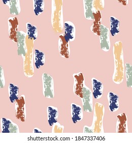 Abstrakte zeitgenössische Kunst, nahtloses Muster mit trendigen, strukturierten Holzkohle- oder Trockenpinseldesign-Elementen in pastellmodernen Farben für Stoffdrucke oder Verpackungspapier.