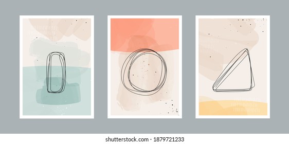 Abstract contemporary arts background with geometric balance shapes, rainbow and sun for wall decoration, postcard or brochure cover design. Vector illustrations design.  - Shutterstock ID 1879721233