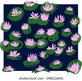 Abstract contemporary. Background design. Lotus painting illustration. Lotus vector