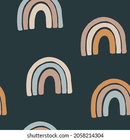 Abstract contemporary background, trendy pattern. Seamless pattern with rainbow in pastel beige. Vector illustration for card, print on clothes.