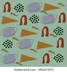 Abstract contemporary background. Vintages style with organic pattern wallpaper, wall art and art deco.