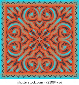 abstract contemporary blue and orange asian style pattern