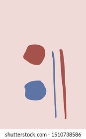 Abstract contemporary composition art with various shapes and doodle objects. 