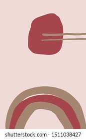 Abstract contemporary composition art with various shapes and doodle objects. 