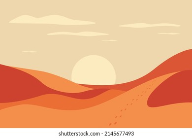 Abstract contemporary desert landscape. Modern minimalist art print wall decor mid century style. Vector illustration.