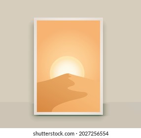 Abstract contemporary  desert wall art wall decoration print art flat design vector