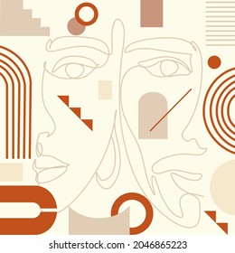 Abstract contemporary design set, with geometric balance shapes, Mid century modern minimalist art design. for art print, wall decor, book, covers, posters, flyers, magazines.