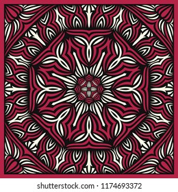 abstract contemporary flora red pattern on black