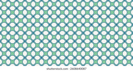 Abstract contemporary floral tiles pattern, aesthetic minimalist backgrounds, modern trendy wall decoration in blue and green. Tessellation tile pattern. Blue green cream 038
