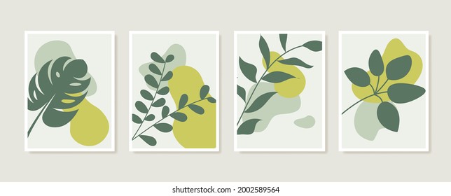 Abstract contemporary flower minimal modern vector design. Minimal abstract flower collection leaf