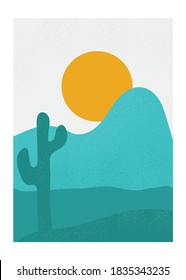 Resumen de diseño de paisajes contemporáneos, con diseño de arte minimalista moderno de mediados de siglo. para la impresión de arte, decoración de paredes, libros, portadas, carteles, volantes, revistas. Vector Eps10