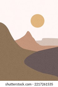 Abstract contemporary landscape poster. Sun, sea, mountains.