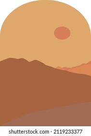 Abstract contemporary landscape posters. Modern boho background, minimalist wall decor. Vector art print.
