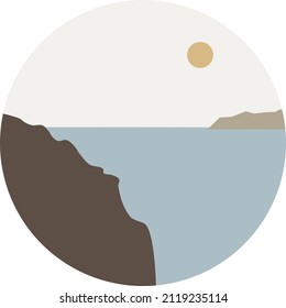 Abstract contemporary landscape posters. Modern boho background, minimalist wall decor. Vector art print.
