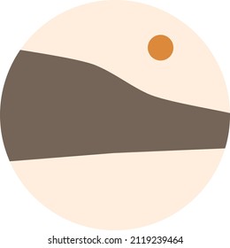 Abstract contemporary landscape posters. Modern boho background, minimalist wall decor. Vector art print.
