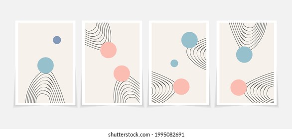 Abstract contemporary mid century modern shape boho poster template collection