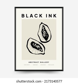 Abstract contemporary mid century modern ink boho poster template