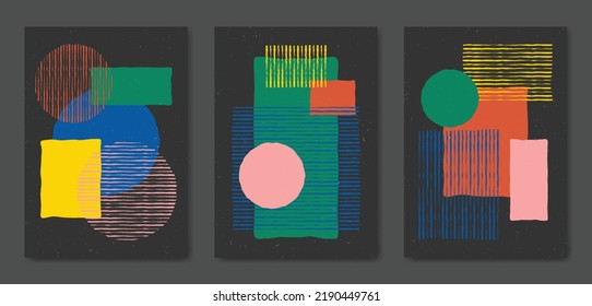 Abstract Contemporary mid century modern poster template. Aesthetic Modern Art Minimal shape compositions for postcard, cover, wallpaper, wall art, home decor.