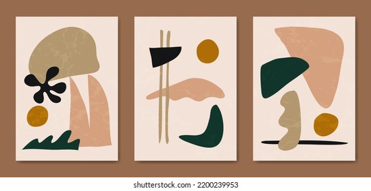 	
Abstract Contemporary mid century modern shape boho poster template collection. Modern Art Minimal shape compositions for postcard, cover, wallpaper, wall art, home decor.