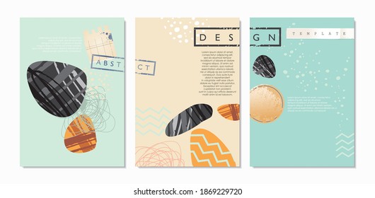 Abstract contemporary minimalist artistic composition perfect for wall decoration,  postcard or brochure cover designs. Vector illustration made from natural textures and materials.