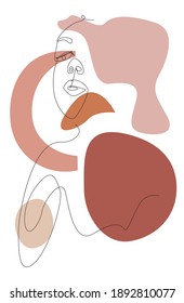 Abstract contemporary modern composition with line art face for wall decoration, social media design, posters, etc.