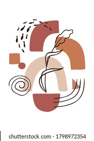 Abstract contemporary modern composition for wall decoration, posters, postcards, invitations, flyers, social media design. Trendy vector illustration of organic abstract shapes and doodle objects.