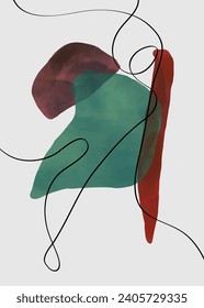 Abstract contemporary modern trendy. Creative minimalist hand painted illustrations for wall decoration, postcard or brochure
