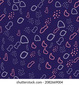 Abstract contemporary modern trendy seamless patterns. Hand drawn various round and elipse shapes and dots. Doodle objects. Pastel colors