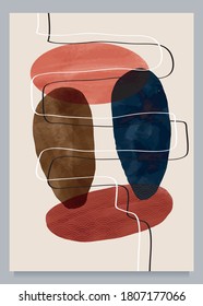 Abstract contemporary modern trendy. Set of creative minimalist hand painted illustrations for social media, wall decoration, postcard or brochure cover design
