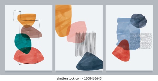 Abstract contemporary modern trendy. vector Set of creative minimalist hand painted illustrations for social media, wall decoration, postcard or brochure cover design