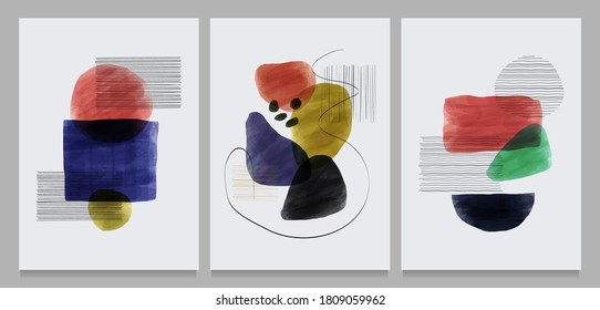 Abstract contemporary modern trendy. vector Set of creative minimalist hand painted illustrations for social media, wall decoration, postcard or brochure cover design
