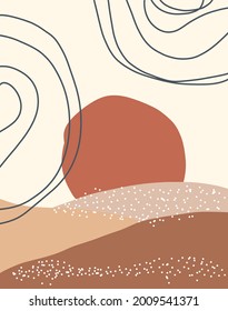 Abstrakter zeitgenössischer Trendvektor. Wanddekor im Boho-Stil. Vektorgrafik für Decken, Tapeten, Karten, soziale Medien, Innendekoration.