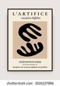 Abstract contemporary poster. Modern art print mid century aesthetic, Matisse inspired shape. Vector illustration